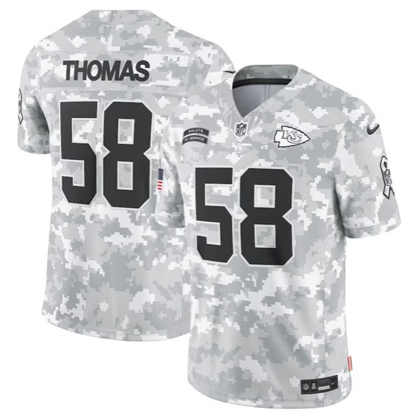 Kansas City Chiefs #58 Derrick Thomas Arctic Camo 2024 F.U.S.E. Salute To Service Limited Stitched Jersey