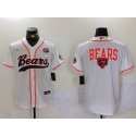 Chicago Bears White Team Big Logo With Patch Cool Base Stitched Jersey