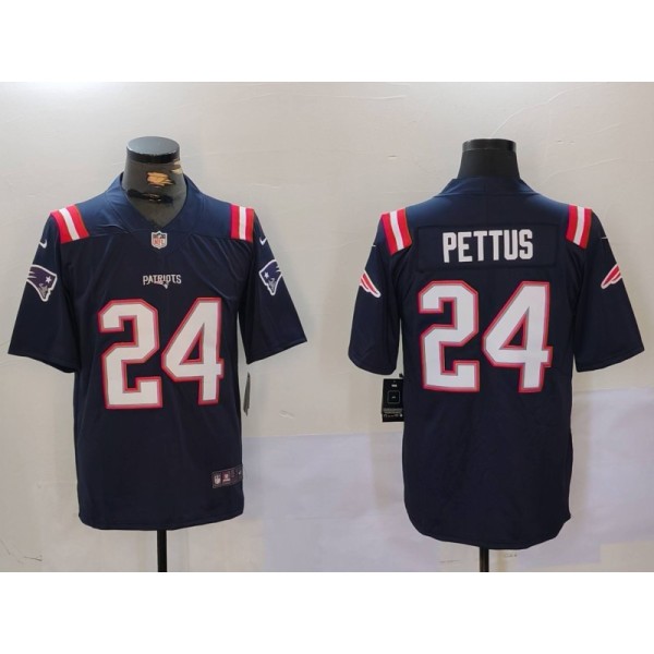 New England Patriots #24 Dell Pettus Navy Vapor Limited Stitched Jersey