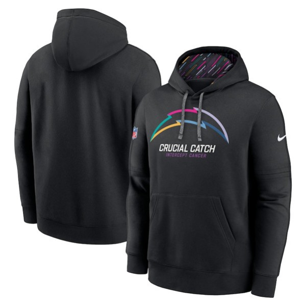 Los Angeles Chargers Black 2024 Crucial Catch Club Pullover Hoodie