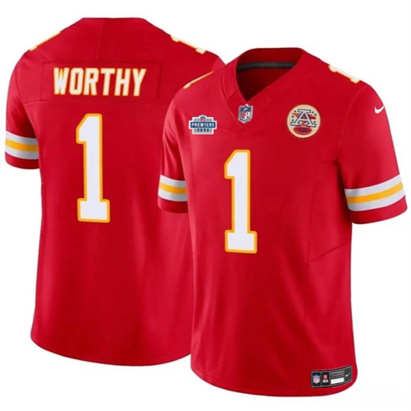 Kansas City Chiefs #1 Xavier Worthy Red 2024 F.U.S.E. With Draft Patch Vapor Untouchable Limited Stitched Jersey