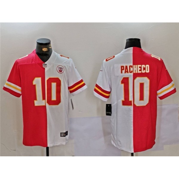 Kansas City Chiefs #10 Isiah Pacheco Red White Split Vapor Limited Stitched Jersey