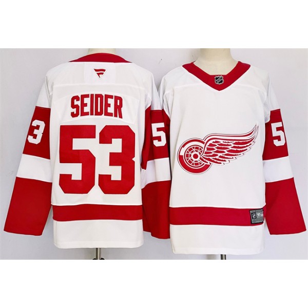 Detroit Red Wings #53 Moritz Seider White 2024-25 Stitched Jersey