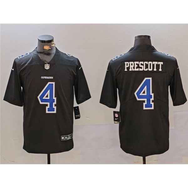 Dallas Cowboys #4 Dak Prescott Black Throwback Vapor Untouchable Limited Stitched Jersey