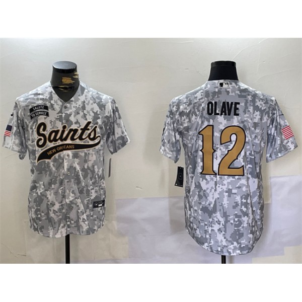 New Orleans Saints #12 Chris Olave 2024 Arctic Camo Salute To Service Stitched Jersey