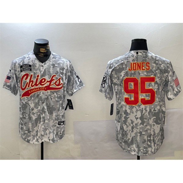 Kansas City Chiefs #95 Chris Jones 2024 Arctic Camo Salute To Service Stitched Jersey