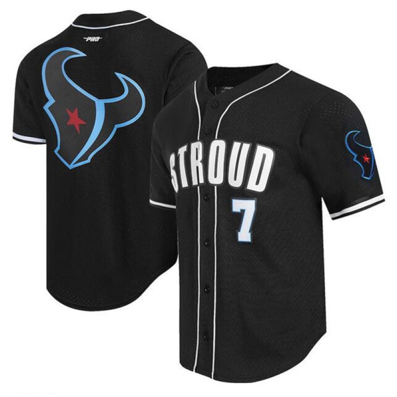 Houston Texans #7 C.J. Stroud Black Alternate Logo Mesh Button-Up Stitched Jersey Houston Texans #7 C.J. Stroud Black Alternate Logo Mesh Button-Up Stitched Jersey