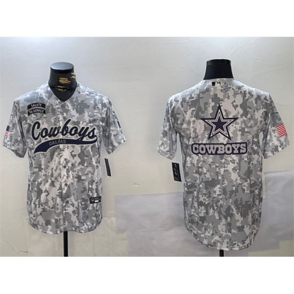 Dallas Cowboys Team Big Logo 2024 Arctic Camo Salute To Service Stitched Jersey