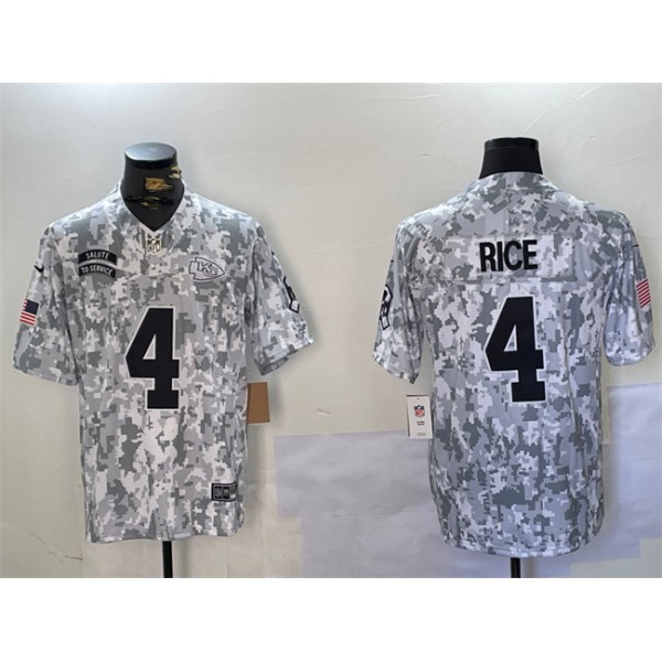 Kansas City Chiefs #4 Rashee Rice 2024 F.U.S.E. Arctic Camo Salute To Service Limited Stitched Jersey