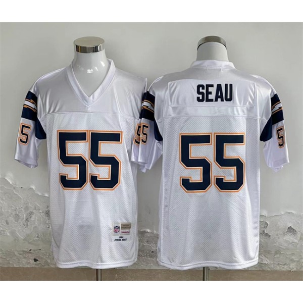 Los Angeles Chargers #55 Junior Seau White Throwback Stitched Jersey