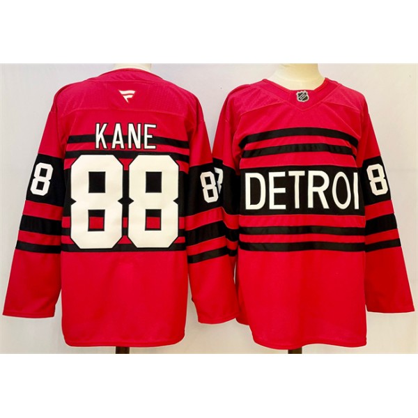 Detroit Red Wings #88 Patrick Kane Red 2024-25 Reverse Retro Stitched Jersey