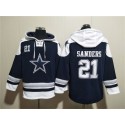 Dallas Cowboys #21 Deion Sanders Navy Ageless Must-Have Lace-Up Pullover Hoodie