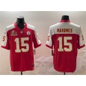 Kansas City Chiefs #15 Patrick Mahomes Red White 2025 Super Bowl LIX Patch F.U.S.E. Vapor Limited Stitched Jersey