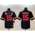 Kansas City Chiefs #15 Patrick Mahomes Black 2025 Super Bowl LIX Patch Vapor Untouchable Limited Stitched Jersey