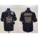 Kansas City Chiefs #15 Patrick Mahomes Black Gold 2025 Super Bowl LIX Patch Vapor Limited Stitched Jersey