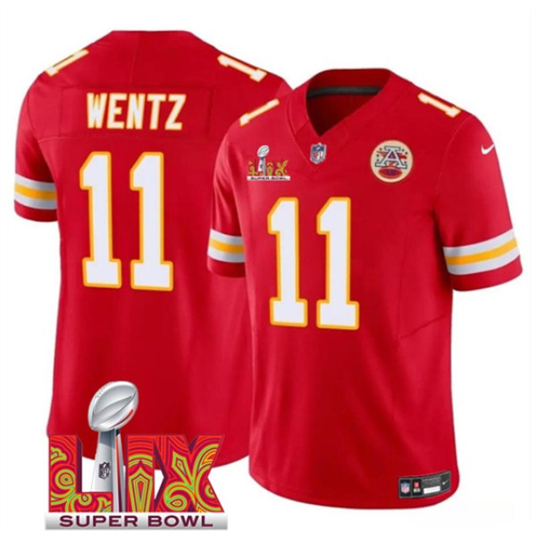 Kansas City Chiefs #11 Carson Wentz Red 2025 F.U.S.E. Super Bowl LIX Patch Vapor Untouchable Limited Stitched Jersey