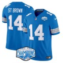 Detroit Lions #14 Amon-Ra St. Brown Blue 2024 NFC North Champions F.U.S.E. Vapor Limited Stitched Jersey