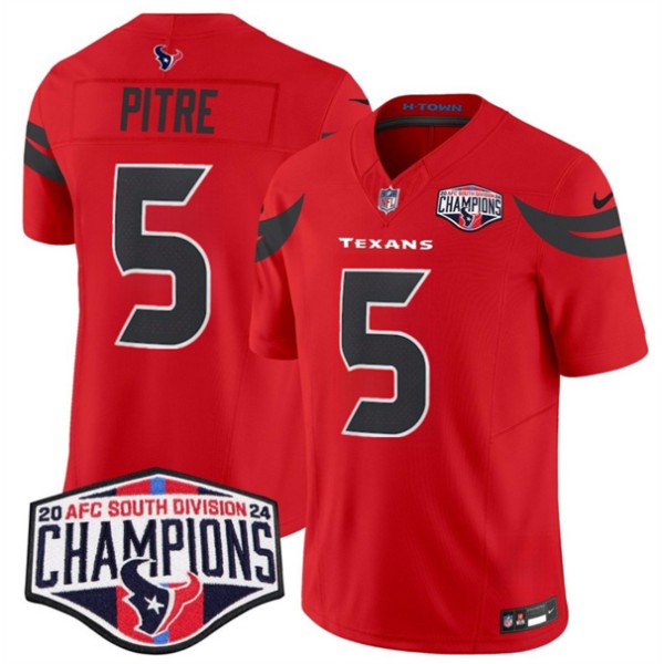 Houston Texans #5 Jalen Pitre Red F.U.S.E. 2024 AFC South Division Champions Vapor Limited Stitched Jersey