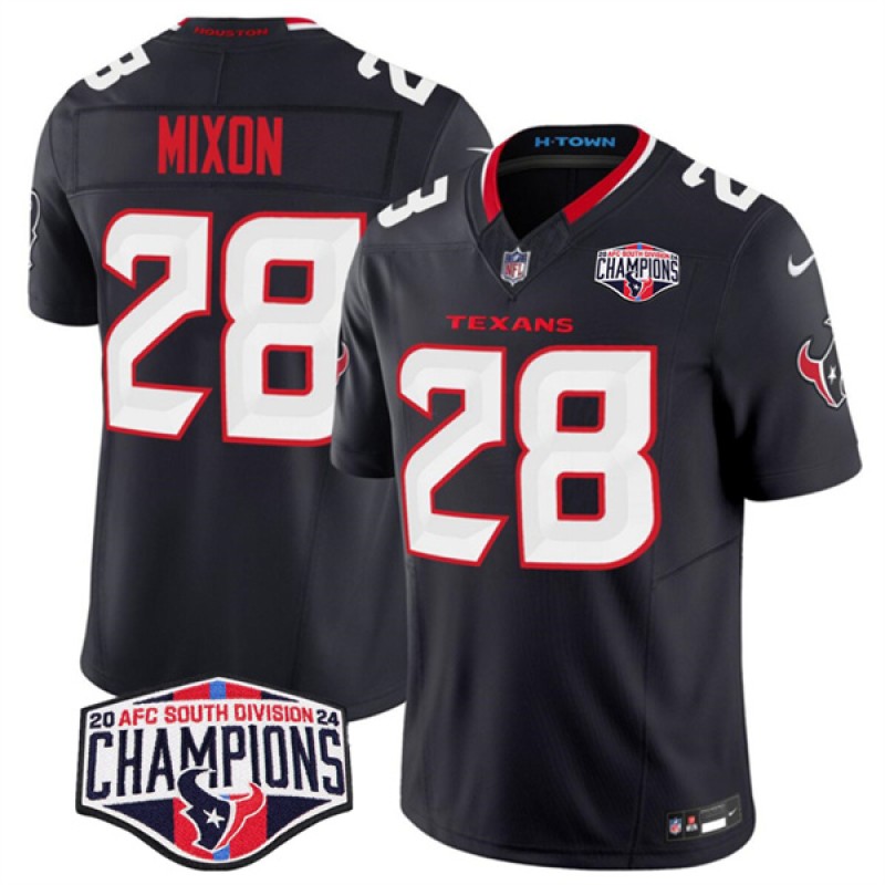 Houston Texans #28 Joe Mixon Navy F.U.S.E. 2024 AFC South Division Champions Vapor Limited Stitched Jersey Houston Texans #28 Joe Mixon Navy F.U.S.E. 2024 AFC South Division Champions Vapor Limited Stitched Jersey
