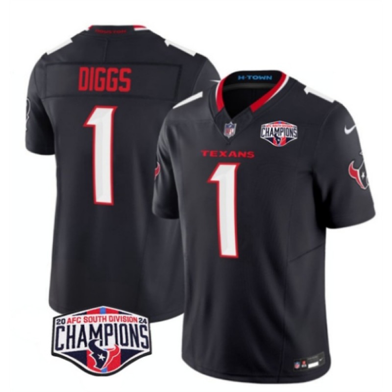 Houston Texans #1 Stefon Diggs Navy F.U.S.E. 2024 AFC South Division Champions Vapor Limited Stitched Jersey Houston Texans #1 Stefon Diggs Navy F.U.S.E. 2024 AFC South Division Champions Vapor Limited Stitched Jersey
