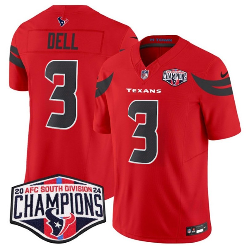 Houston Texans #3 Tank Dell Red F.U.S.E. 2024 AFC South Division Champions Vapor Limited Stitched Jersey Houston Texans #3 Tank Dell Red F.U.S.E. 2024 AFC South Division Champions Vapor Limited Stitched Jersey