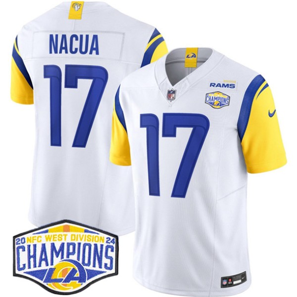 Los Angeles Rams #17 Puka Nacua White 2024 NFC West Champions F.U.S.E. Vapor Untouchable Stitched Jersey