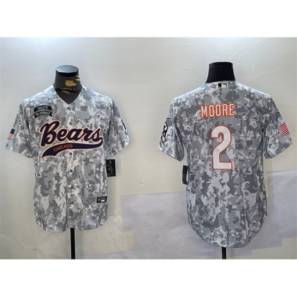 Chicago Bears #2 DJ Moore 2024 Arctic Camo Salute To Service Stitched Jersey