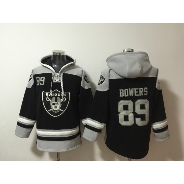 Las Vegas Raiders #89 Brock Bowers Black Ageless Must-Have Lace-Up Pullover Hoodie