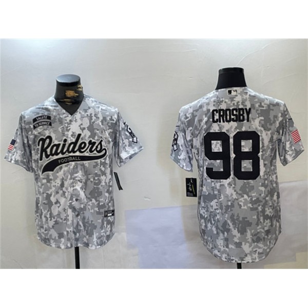 Las Vegas Raiders #98 Maxx Crosby 2024 Arctic Camo Salute To Service Stitched Jersey