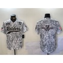 Las Vegas Raiders Team Big Logo 2024 Arctic Camo Salute To Service With 65th Anniversary Patch Stitched Jersey