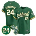 Oakland Athletics #24 Ricky Henderson Green 2024 Limited With Patch Stitched Jersey