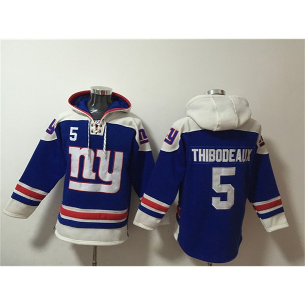 New York Giants #5 Kayvon Thibodeaux Blue Ageless Must-Have Lace-Up Pullover Hoodie