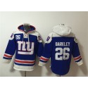 New York Giants #26 Devin Singletary Blue Ageless Must-Have Lace-Up Pullover Hoodie