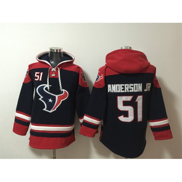 Houston Texans #51 Will Anderson Jr Navy Ageless Must-Have Lace-Up Pullover Hoodie