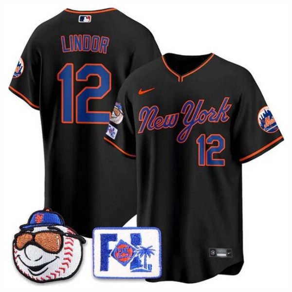 New York Mets #12 Francisco Lindor Black 2025 Spring Training Stitched Jersey