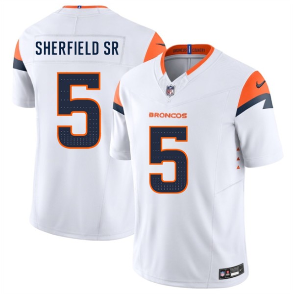 Denver Broncos #5 Trent Sherfield Sr White 2025 F.U.S.E. Vapor Limited Stitched Jersey