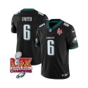 Philadelphia Eagles #6 DeVonta Smith Black 2025 Eagles Logo Super Bowl LIX Patch New F.U.S.E. Vapor Limited Stitched Jersey
