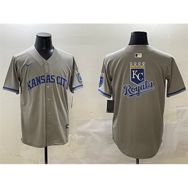 Kansas City Royals Team Big Logo Gray 2024 Away Limited Stitched Jersey