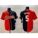 Cincinnati Bengals #5 Tee Higgins Orange Black Split With Patch Cool Base Stitched Jersey
