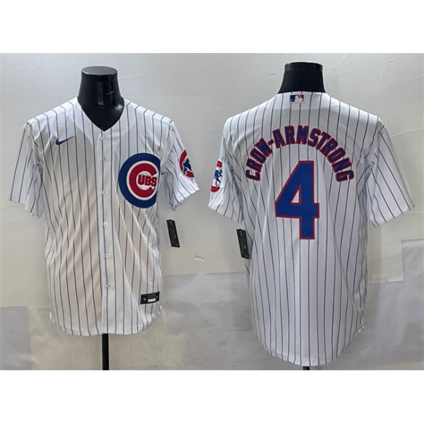 Chicago Cubs #4 Pete Crow-Armstrong White Cool Base Stitched Jersey