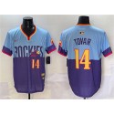 Colorado Rockies #14 Ezequiel Tovar Purple Light Blue 2025 City Connect Limited Stitched Jersey
