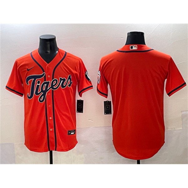 Detroit Tigers Blank Orange With Patch Cool Base Stitched Jersey