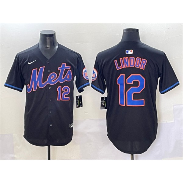 New York Mets #12 Francisco Lindor Black Alternate Limited Stitched Jersey