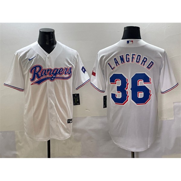 Texas Rangers #36 Wyatt Langford White Cool Base Stitched Jersey