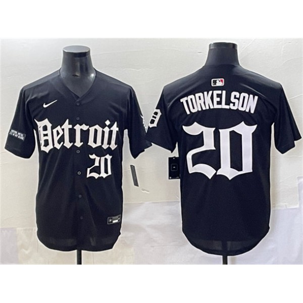 Detroit Tigers #20 Spencer Torkelson Black 'Motor Gothic Edition' Vapor Premier Limited Stitched Jersey