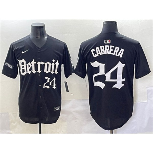 Detroit Tigers #24 Miguel Cabrera Black 'Motor Gothic Edition' Vapor Premier Limited Stitched Jersey