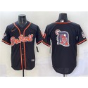Detroit Tigers Team Big Logo Black With Patch Cool Base Stitched Jersey