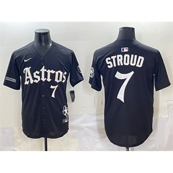 Houston Astros #7 C.J. Stroud Black Gothic 'Houston Born Barrio Raised' Limited Stitched Jersey