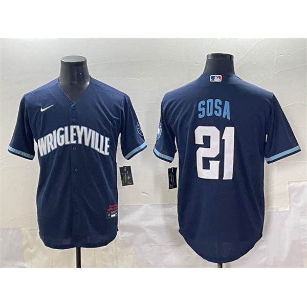 Chicago Cubs #21 Sammy Sosa Navy City Connect Stitched Jersey