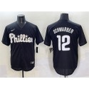 Philadelphia Phillies #12 Kyle Schwarber Black Lights Out Limited Stitched Jersey